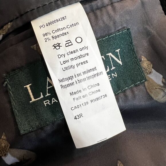 Lauren Ralph Lauren Corduroy Blazer Sport Coat Black Elbow Patches Men’s 43R - Picture 10 of 10